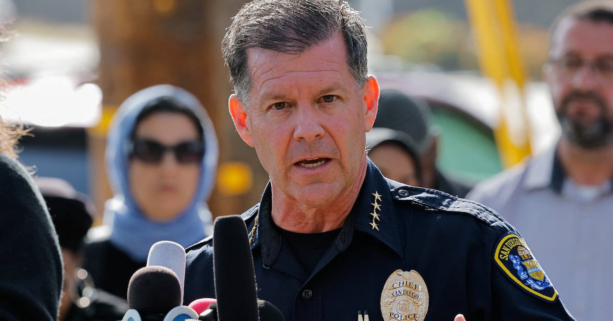Scott Wahl, San Diego's Chief of Police, speaks during a press conference following a shooting at the Islamic Center in San Diego, California, U.S., May 18, 2026. — Image credit: Shock Discovery Made in Car of San Diego Teen Mosque Gunmen