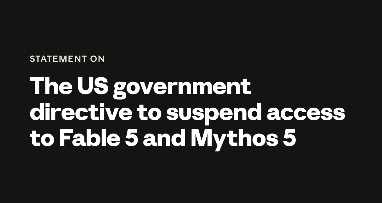 Anthropic logo — Image credit: Statement on the US government directive to suspend access to Fable 5 and Mythos 5  Anthropic